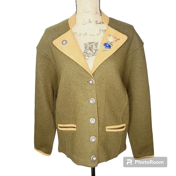 Vintage Meister Green Wool Preppy Sweater Jacket - Picture 1 of 11